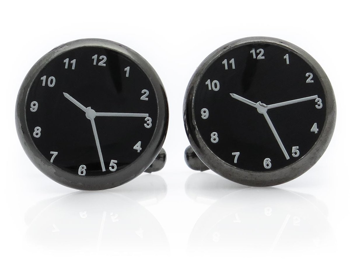 Spinki do mankietów - grafitowo-czarne zegarki A263