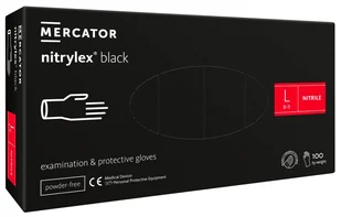 Mercator - Nitrylex Black - Rękawiczki ochronne L 100szt. - Dezynfekcja - miniaturka - grafika 1