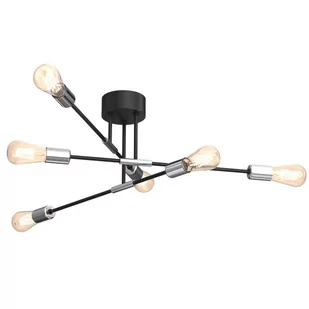 Luminex Flame 3910 lampa wisząca zwis 6x60W E27 czarna/chromowana - Lampy sufitowe - miniaturka - grafika 1