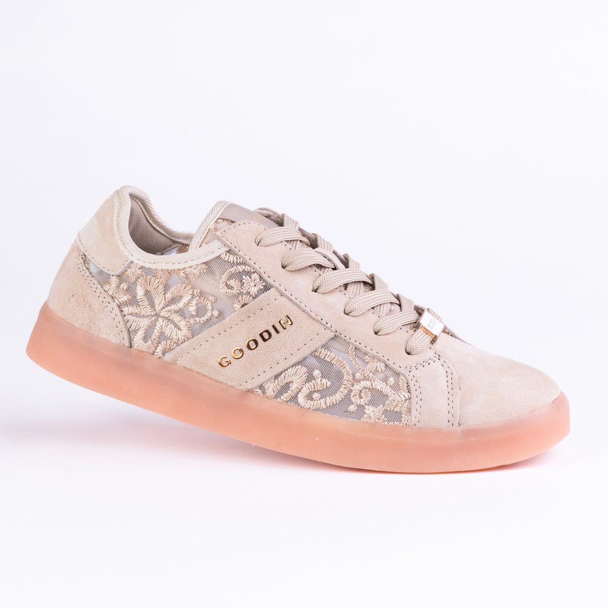Sportowe damskie trampki GOODIN GD-XW-1004 skóra ażurek lekkie beż 41