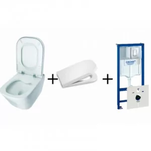GROHE / ROCA 38827000 + A34647L000 + 534631 Rapid SL 7w1 - stelaż + wsporniki + FRESH + mata + przycisk CHROM + ROCA Miska 54x34cm + CEDO deska wolnoopadająca - Miski WC - miniaturka - grafika 1
