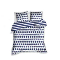 Pościel dla dzieci - Carbotex Pościel satynowa 160x200 Nasa kosmos dla miłośników astronautyki pasy logo biała niebieska 2 poszewki 70x80 młodzieżowa - miniaturka - grafika 1