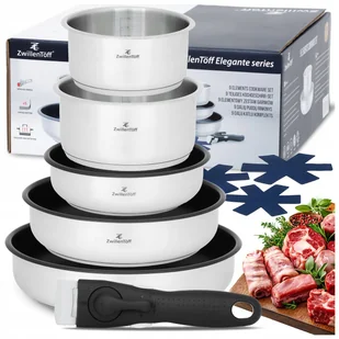 ZESTAW GARNKÓW Z ODPINANĄ RĄCZKĄ INDUKCJA GAZ GARNEK PATELNIA KOMPLET 9 ELE - Zestawy garnków i patelni - miniaturka - grafika 1