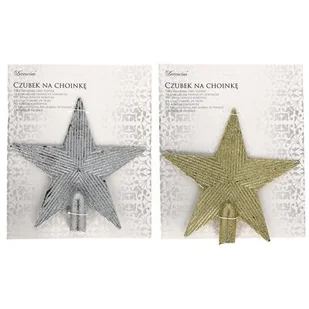 Czubek na choinkę z brokatem 19 cm mix - Ozdoby bożonarodzeniowe - miniaturka - grafika 1