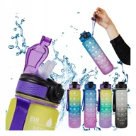 Shakery i bidony sportowe - BUTELKA NA WODĘ 1L Motywacyjna Sportowa z Rurką Fitness BIDON Z PODZIAŁKĄ - miniaturka - grafika 1