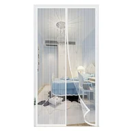 Moskitiery - Moskitiera magnetyczna na drzwi, 90x210 cm, idealna do drzwi balkonowych, drzwi do salonu, drzwi zewnętrznych, drzwi przesuwnych itp., kolor biały - miniaturka - grafika 1