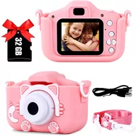 Aparaty Cyfrowe - Aparat Fotograficzny Cyfrowy Dla Dzieci Kamera + Karta 32 Gb Różowy - miniaturka - grafika 1