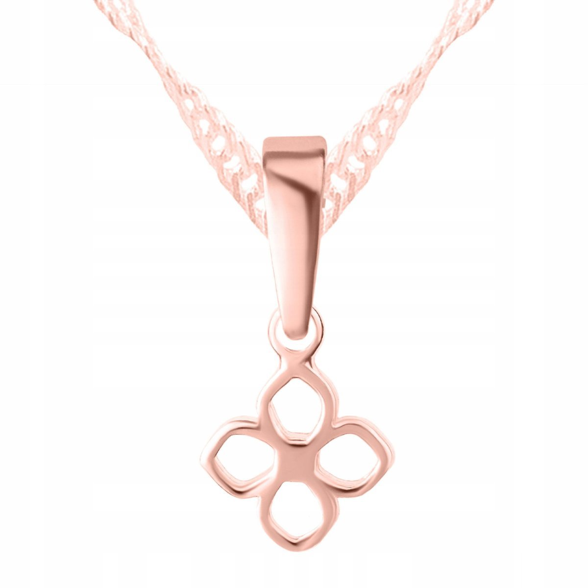 Naszyjnik Pozłacany z Czterolistną Koniczyną Kwiatem Koniczynka SREBRO 925