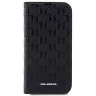 Etui i futerały do telefonów - Karl Lagerfeld Pokrowiec PU Saffiano Monogram Book na iPhone 14 Pro Max KLBKP14XSAKLHPK Czarne - miniaturka - grafika 1