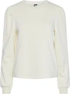 Swetry damskie - PIECES KREMOWY SWETER Z BAWEŁNY Z PUFIASTYMI RĘKAWAMI XS J5E - miniaturka - grafika 1