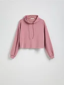 Bluzy damskie - Reserved - Krótka bluza z kapturem - jasnofioletowy - miniaturka - grafika 1
