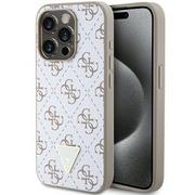 Etui i futerały do telefonów - Guess GUHCP15XPG4GPH etui obudowa pokrowiec do iPhone 15 Pro Max 6.7" biały/white hardcase 4G Triangle Metal Logo - miniaturka - grafika 1