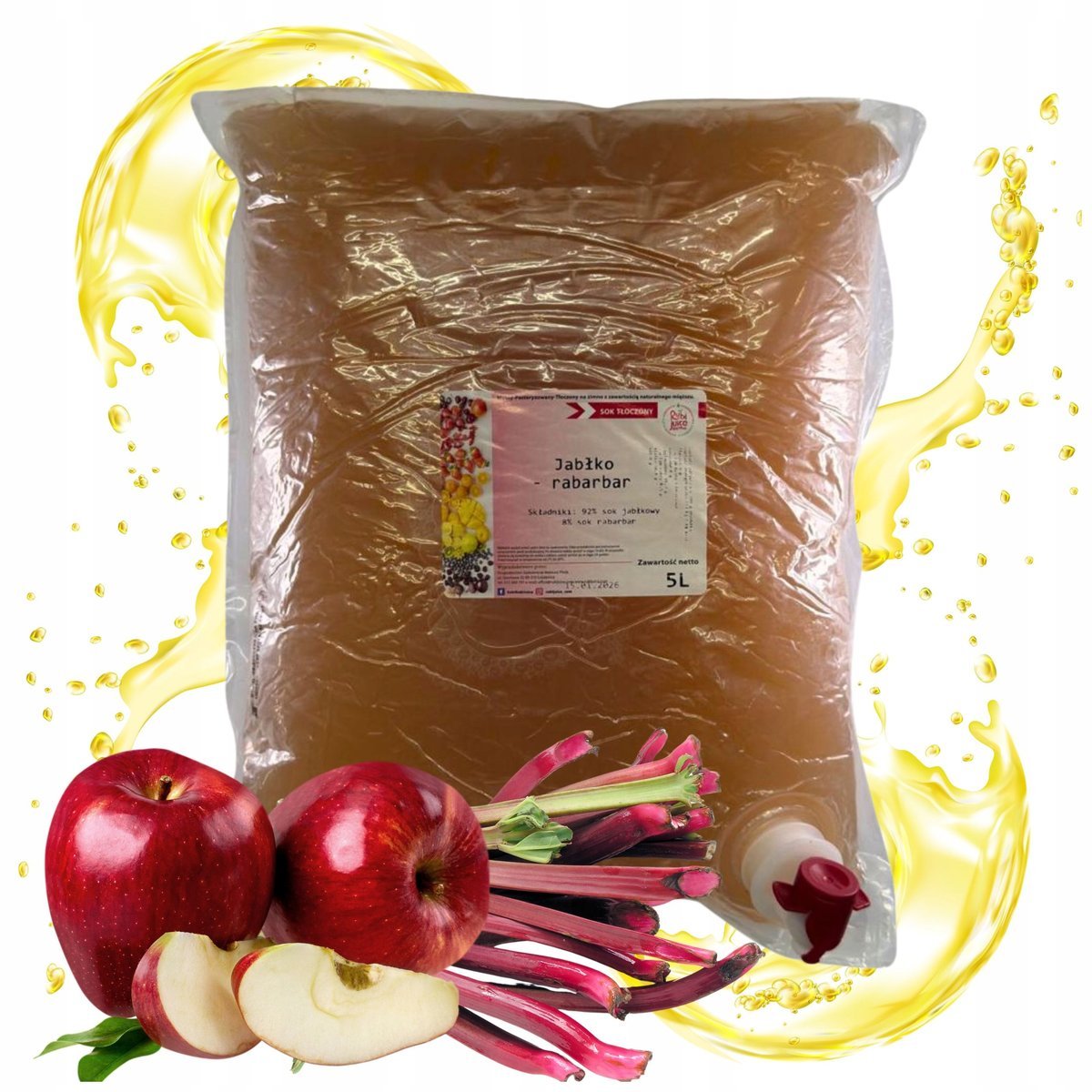 Sok Jabłko rabarbar 5l 100% NFC tłoczony naturalny bez dodatku cukru