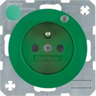 Gniazdka elektryczne - Berker R.1/R.3 Berker Gniazdo z uziemieniem i diodą kontrolną LED, zielony, połysk - miniaturka - grafika 1