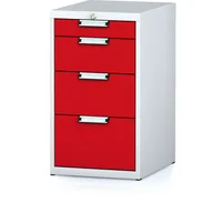 Szafki biurowe - Alfa 3 Kontener MECHANIC cztery szuflady, szary/czerwony 1262768 - miniaturka - grafika 1