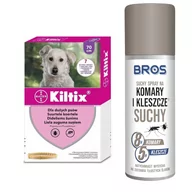 Artykuły przeciw pasożytom - BAYER Kiltix Obroża dla psów dużych dł, 70cm + BROS suchy spray na komary i kleszcze 90ml - miniaturka - grafika 1