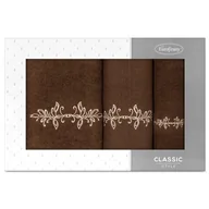 Ręczniki - Komplet Ręczników 3 30X50 Cm, 50X90 Cm, 70X140 Cm Brązowy - miniaturka - grafika 1