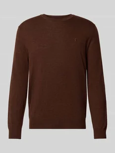 Sweter z dzianiny z wyhaftowanym logo - Swetry męskie - miniaturka - grafika 1