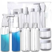 Pozostałe akcesoria kosmetyczne - TEMU BUTELKI POJEMNIKI PODRÓŻNE NA KOSMETYKI WAKACJE SAMOLOTU BAGAŻU ZESTAW 9szt - miniaturka - grafika 1