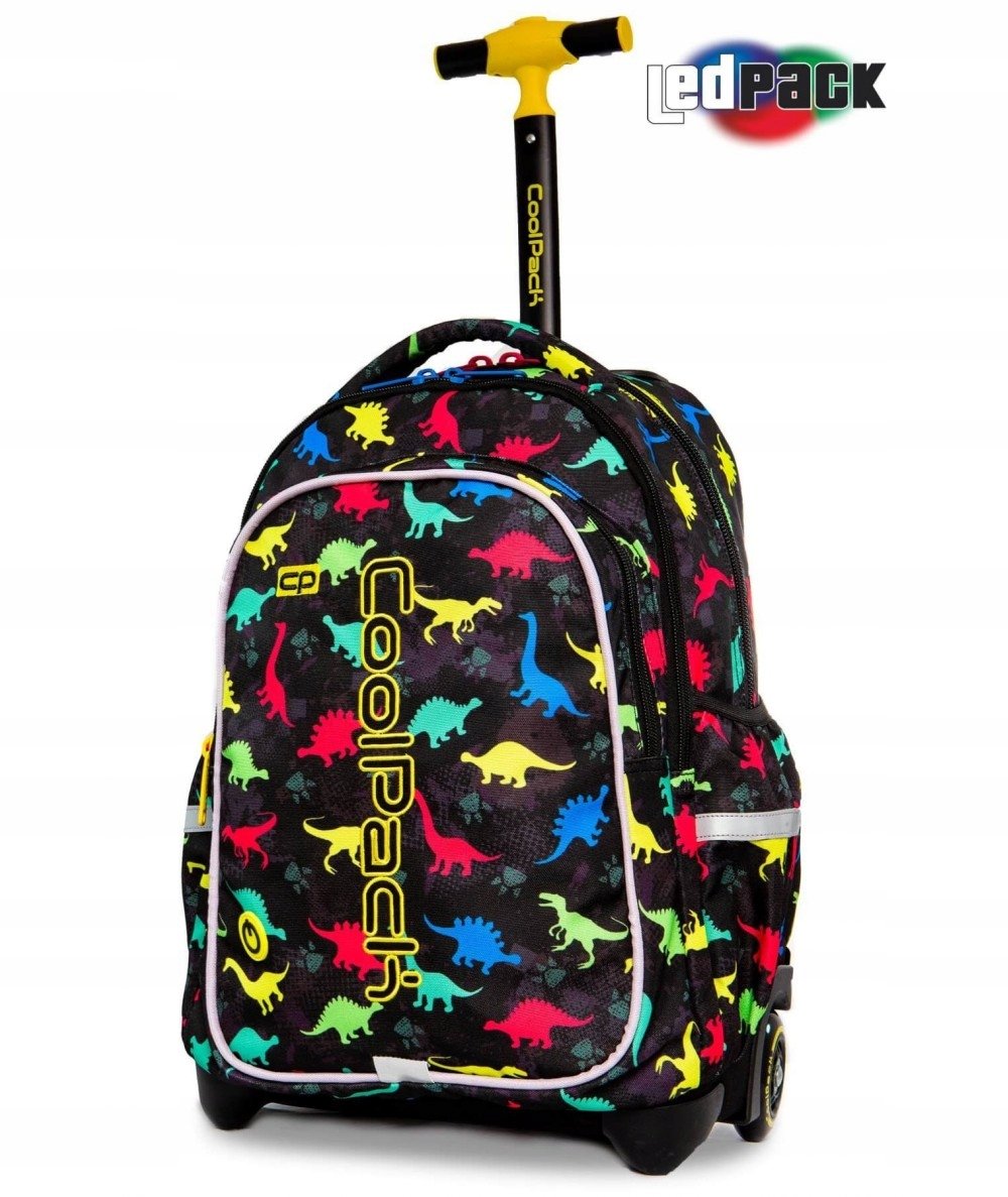 Plecak Szkolny 2-KOMOROWY 24L Swiecący Led Kolorowe Dinozaury Dino Coolpack