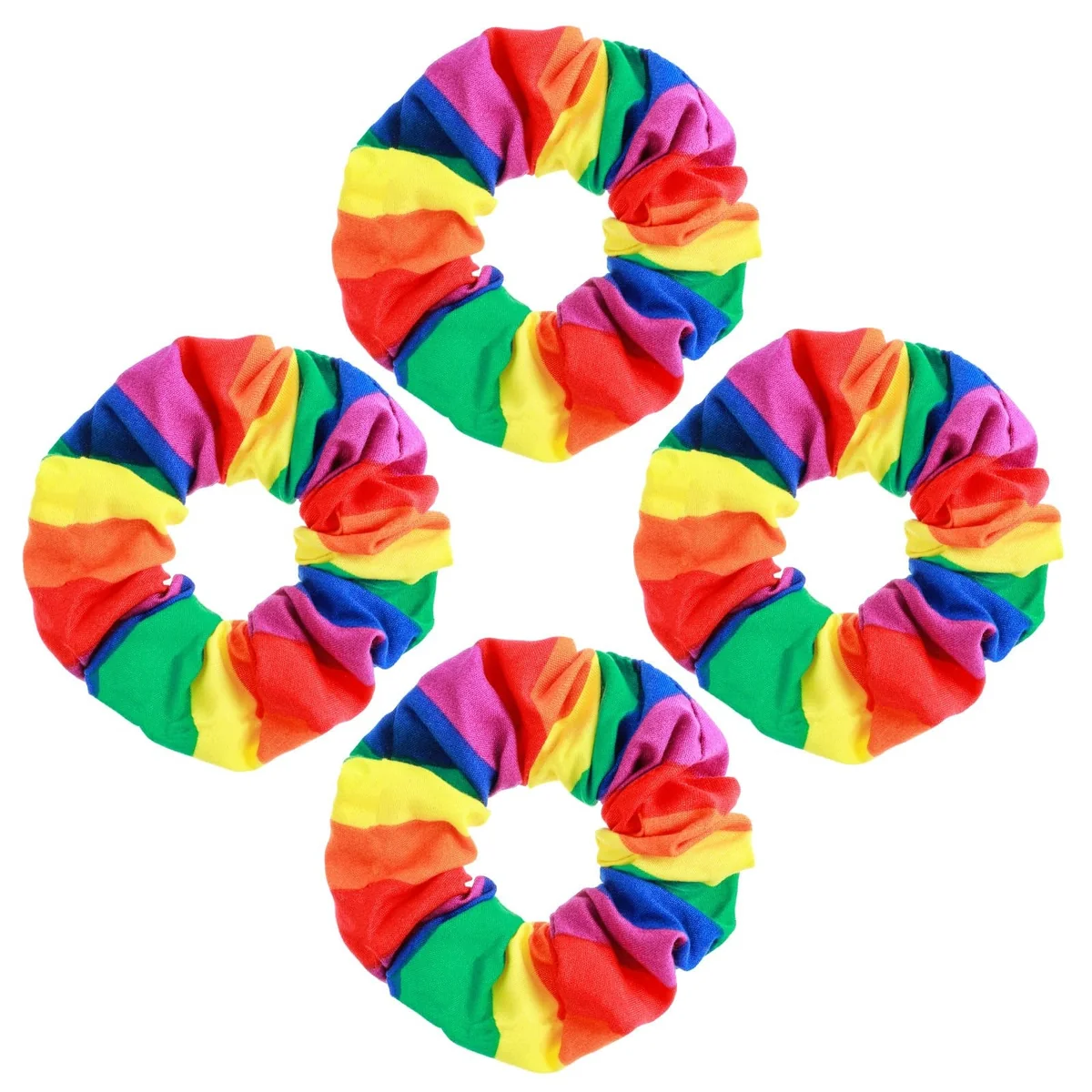GUMKI SCRUNCHIE DO WŁOSÓW TĘCZOWE 4 SZT. WIELOKOLOROWE ELASTYCZNE PIERŚCIEŃ