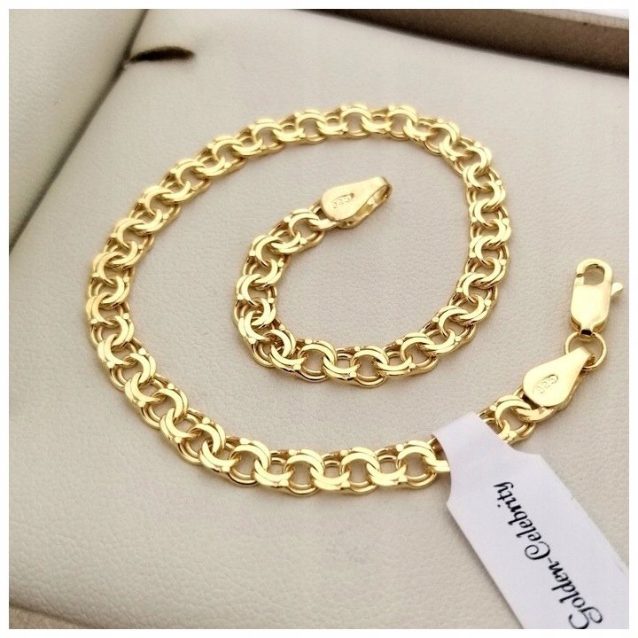 Elegancka Męska Bransoletka Złota Garibaldi 20 Cm 925/585 Prezent Dla Niego