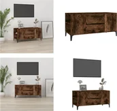 Szafki RTV - vidaXL Szafka pod TV dąb wędzony 102x44,5x50 cm materiał drewnopochodny - szafka pod TV - szafki pod TV - meble pod TV - stojak pod TV - miniaturka - grafika 1