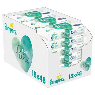 PAMPERS chusteczki czyszczące dla dzieci Aqua Pure 18 opakowań = 864 chusteczek - Chusteczki nawilżane - miniaturka - grafika 1