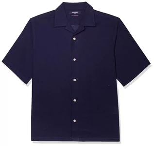 Koszule męskie - JACK & JONES Męska koszula z krótkim rękawem, len, czas wolny, Navy Blazer/Fit: Relax Fit, S - grafika 1