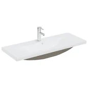 Umywalki - vidaXL Lumarko Umywalka wpuszczana z baterią, 101x39x18 cm, ceramiczna, biała 148627 - miniaturka - grafika 1