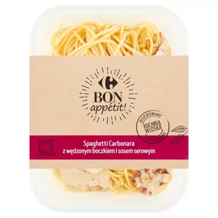 Carrefour Bon appétit! Spaghetti Carbonara z wędzonym boczkiem i sosem serowym 400 g - Szybkie dania obiadowe - miniaturka - grafika 1