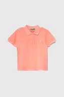 Koszulki dla chłopców - United Colors of Benetton polo bawełniane dziecięce kolor różowy z aplikacją - miniaturka - grafika 1