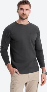 Ombre Longsleeve męski o strukturze"wafla" - grafitowy V5 OM-LSCL-0109 XL - Koszulki męskie - miniaturka - grafika 1