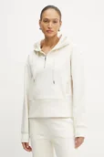 Bluzy damskie - BOSS bluza damska kolor beżowy z kapturem z aplikacją 50532221 - miniaturka - grafika 1