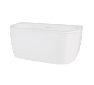 Wanny - Besco Wanna przyścienna Volya 160x75 cm kompozyt biały połysk syfon klik-klak z przelewem slim złoty WKV-160-WSZ - miniaturka - grafika 1