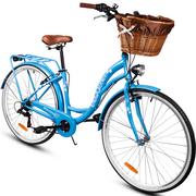 Rowery - Rower Miejski MalTrack Citybike Dreamer 6s Light Blue 28" + Koszyk Brązowy - miniaturka - grafika 1