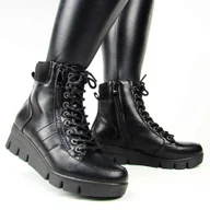 Botki damskie - JEZZI RMR23109A-2 botki damskie ocieplane czarne - miniaturka - grafika 1