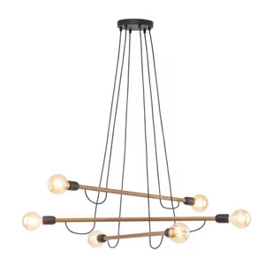 Helix Wood lampa wisząca 6-punktowa czarna/orzech 4950 - Lampy sufitowe - miniaturka - grafika 1