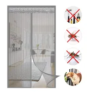Moskitiery - Moskitiera 70x200 cm, zasłona magnetyczna z ultra drobnymi oczkami, szara - miniaturka - grafika 1