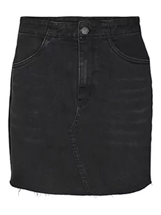 VERO MODA Damska spódnica Vmrosie Hr Short DNM Cut Skirt Noos Rock, Black Denim/Szczegóły: gu131, XS - Spódnice - miniaturka - grafika 1
