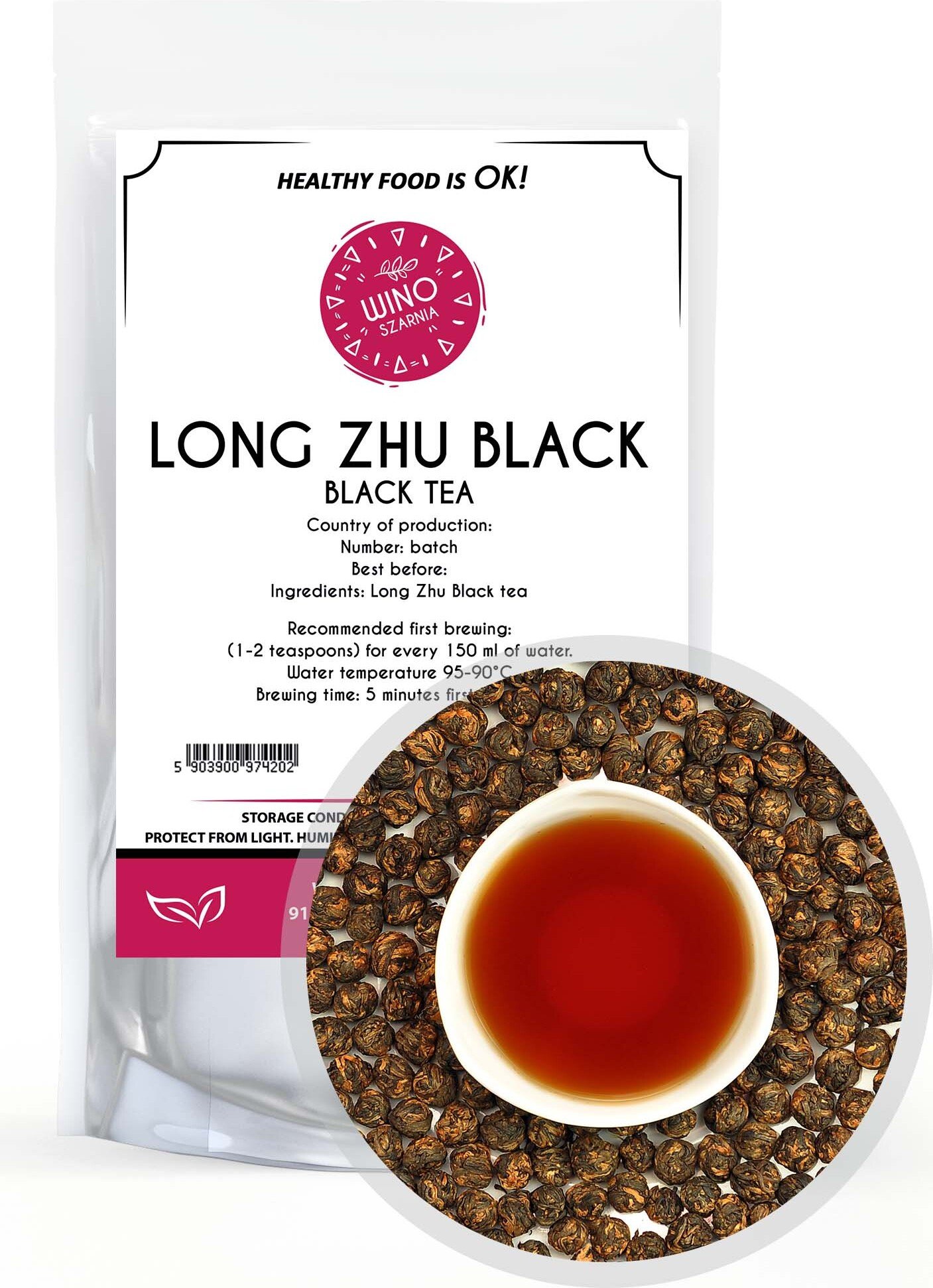 Herbata Czarna LONG ZHU BLACK - 100g herbata liściasta