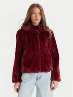 Płaszcze damskie - Guess Futro W0BL0N WDCH0 Bordowy Regular Fit - miniaturka - grafika 1