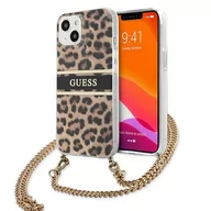 Etui i futerały do telefonów - Guess Leopard Gold Stripe Crossbody - Etui iPhone 13 Mini GUHCP13SKBCLE - miniaturka - grafika 1