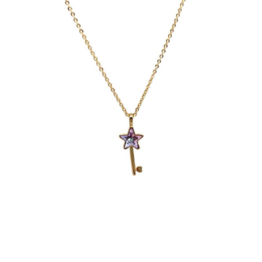 Celebrytka Pozłacana Kluczyk z Kryształkiem Gwiazdką