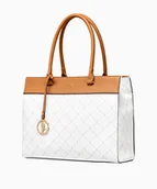 Torebki damskie - PUCCINI Elegancka logowana torebka damska typu shopper biała - miniaturka - grafika 1