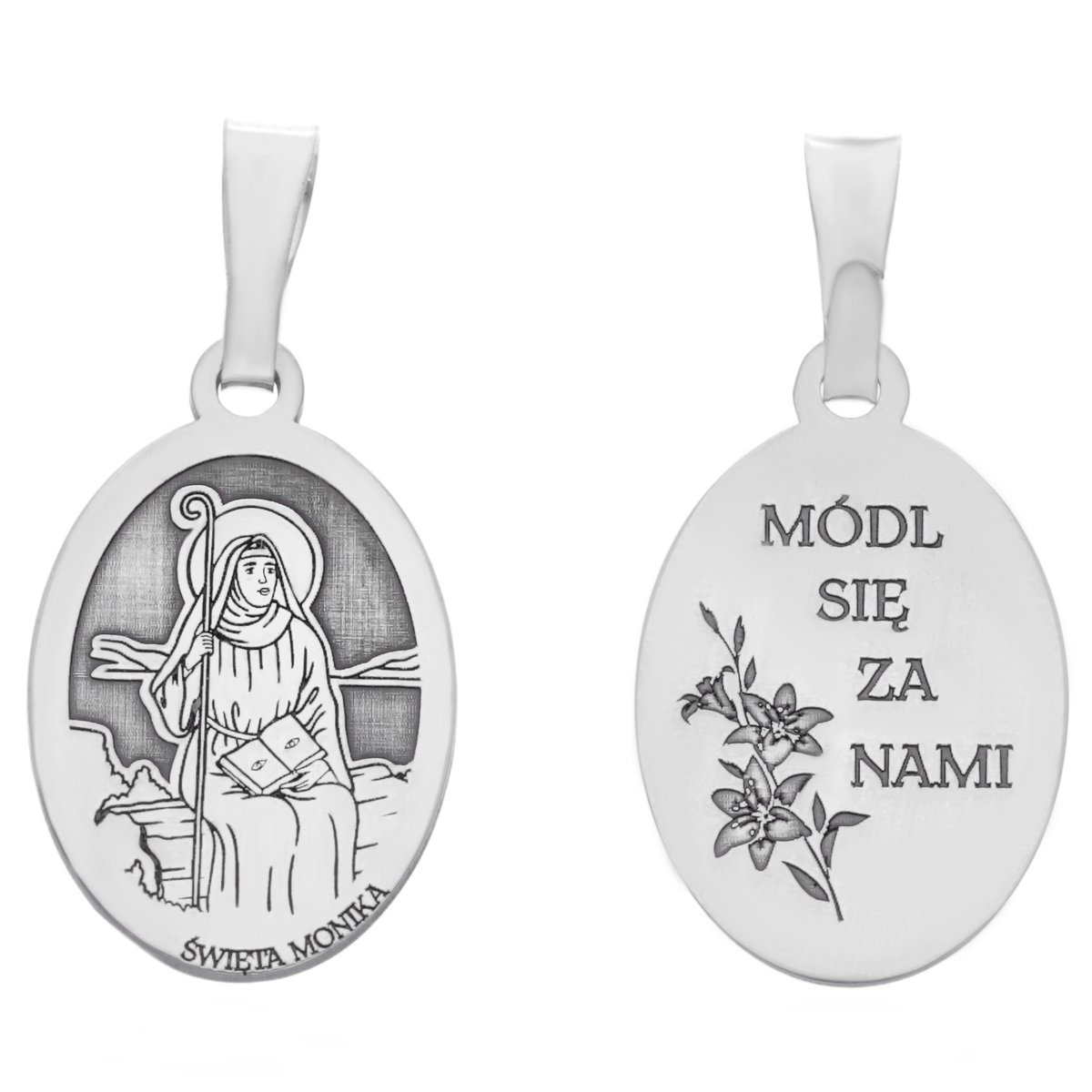 Medalik srebrny Ag925 pozłacany Św. Monika MDC063G