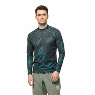 Koszulki męskie - Męska bluza rowerowa Jack Wolfskin MOROBBIA L/S PRINTED M blue coral all over - S - miniaturka - grafika 1