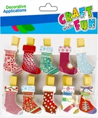 Zabawki kreatywne - Craft With Fun, Ozdoba dekoracyjna klamerki, Skarpety Boże Narodzenie, 501909 - miniaturka - grafika 1