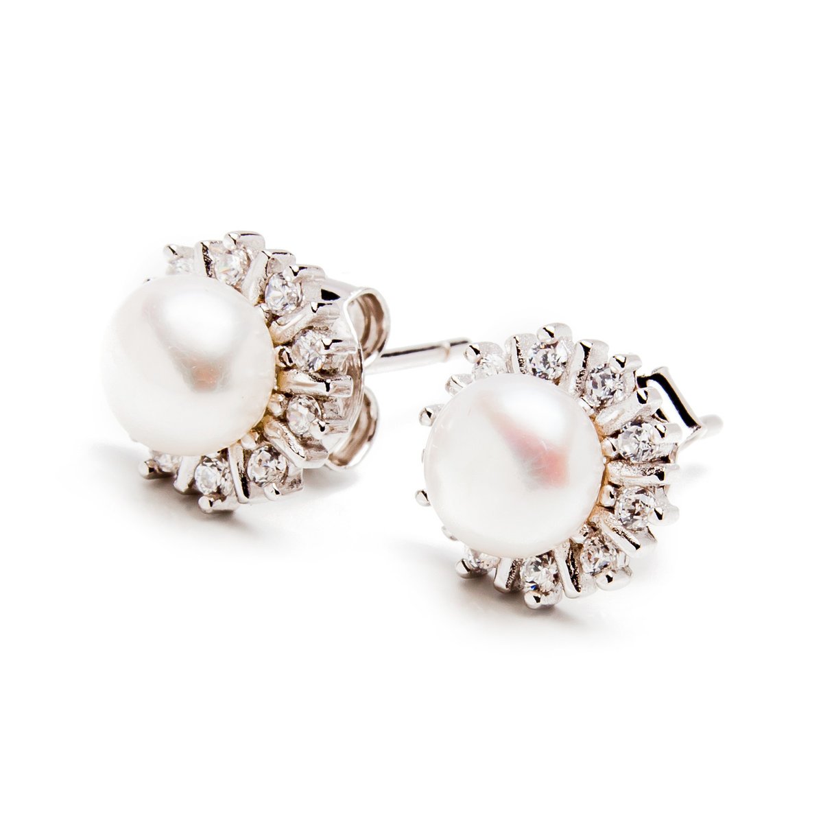 Srebrne kolczyki 925 Perła cyrkonie I