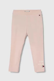 Spodnie i spodenki dla dziewczynek - Tommy Hilfiger legginsy niemowlęce kolor różowy z nadrukiem - grafika 1